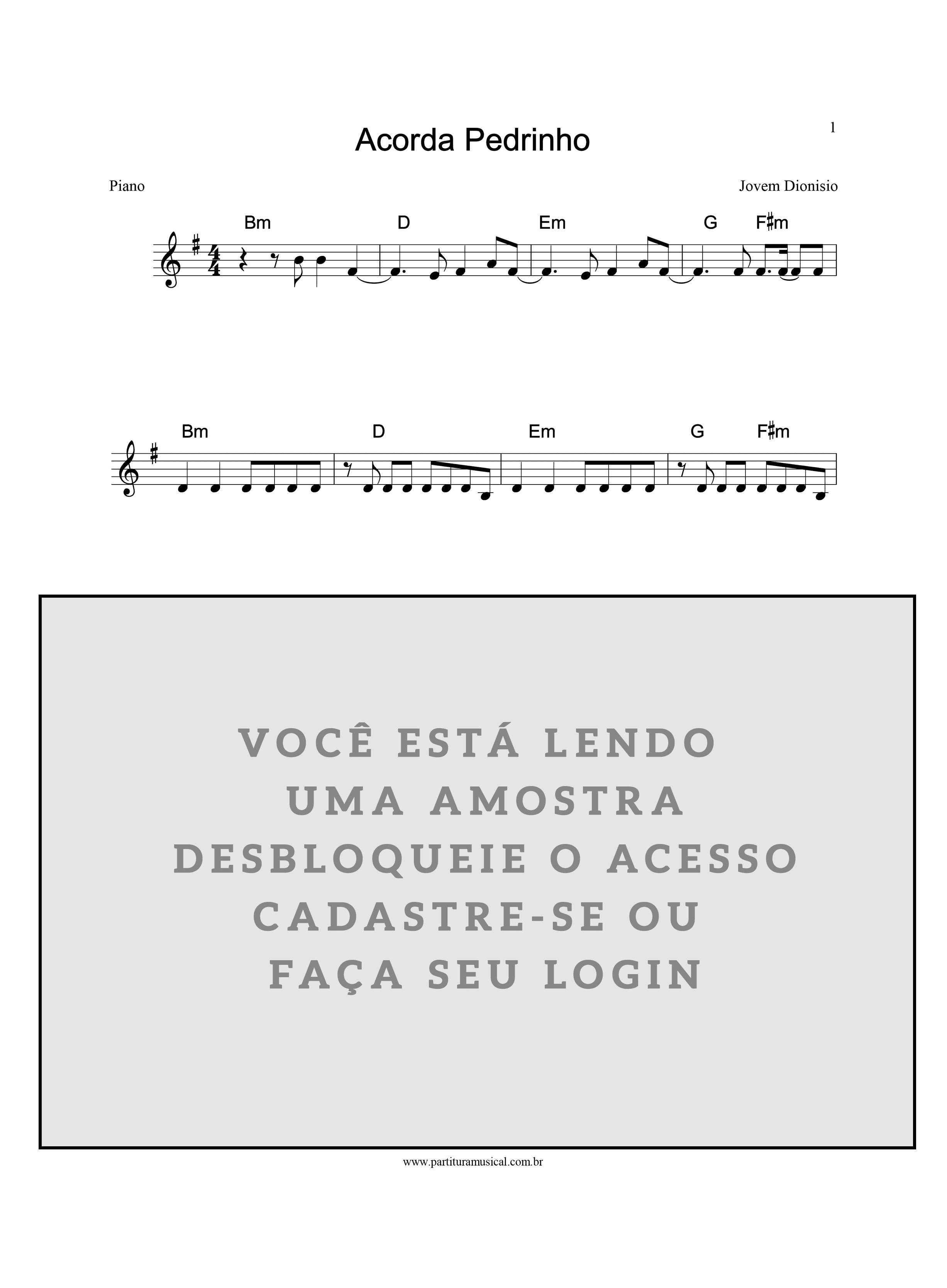 Acorda Pedrinho (Piano)