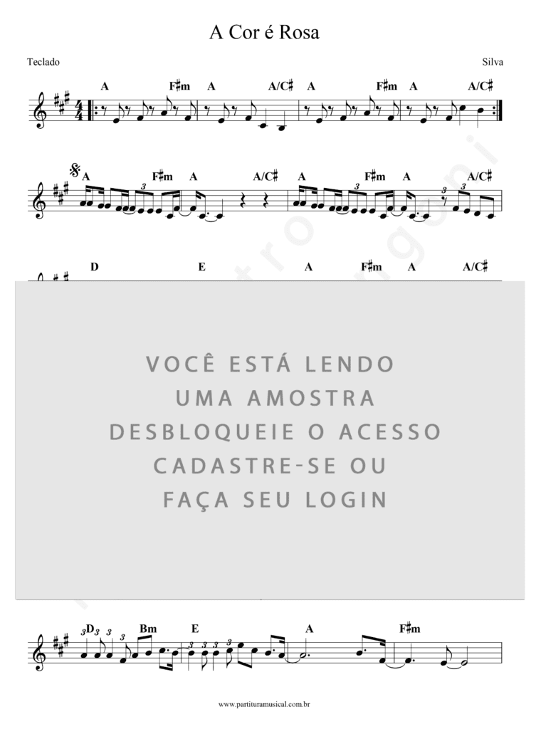A Cor é Rosa - Silva (Teclado) | Partitura Musical
