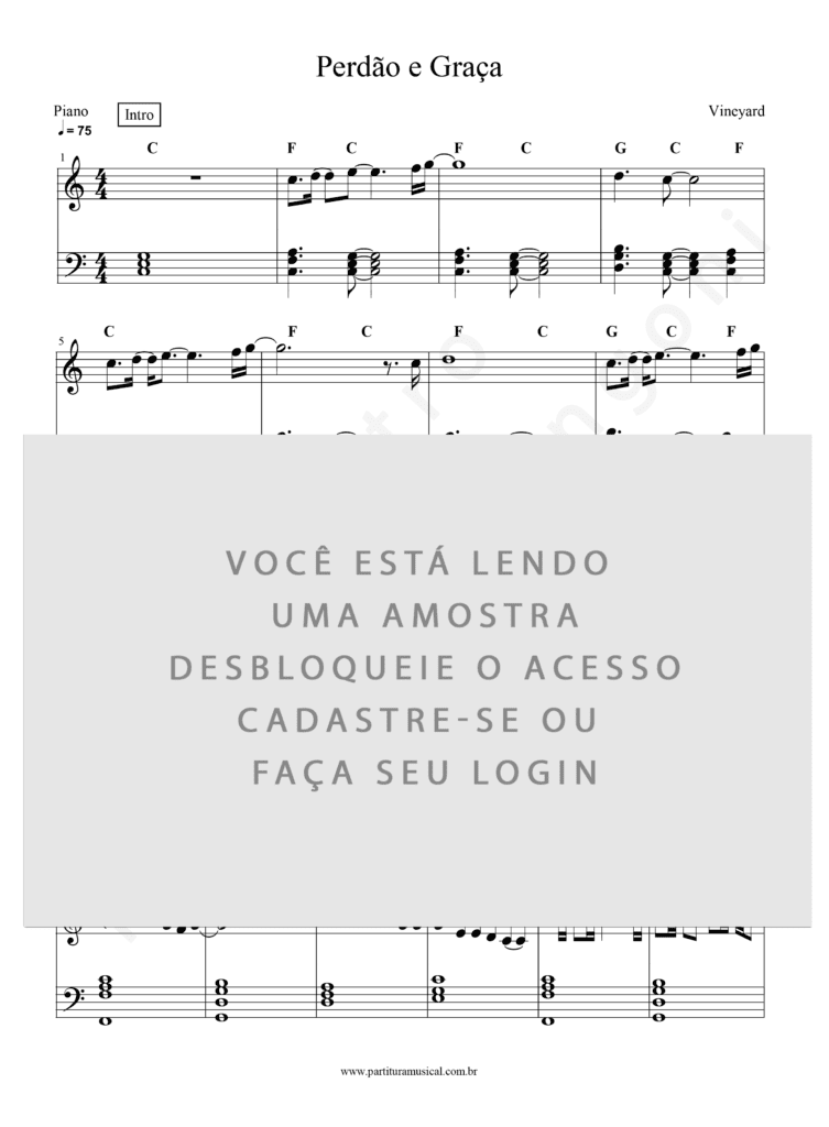 Perdão e Graça - Vineyard (Piano) | Partitura Musical