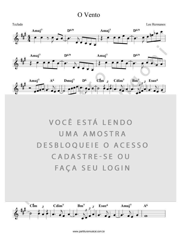 O Vento - Los Hermanos (Teclado) | Partitura Musical