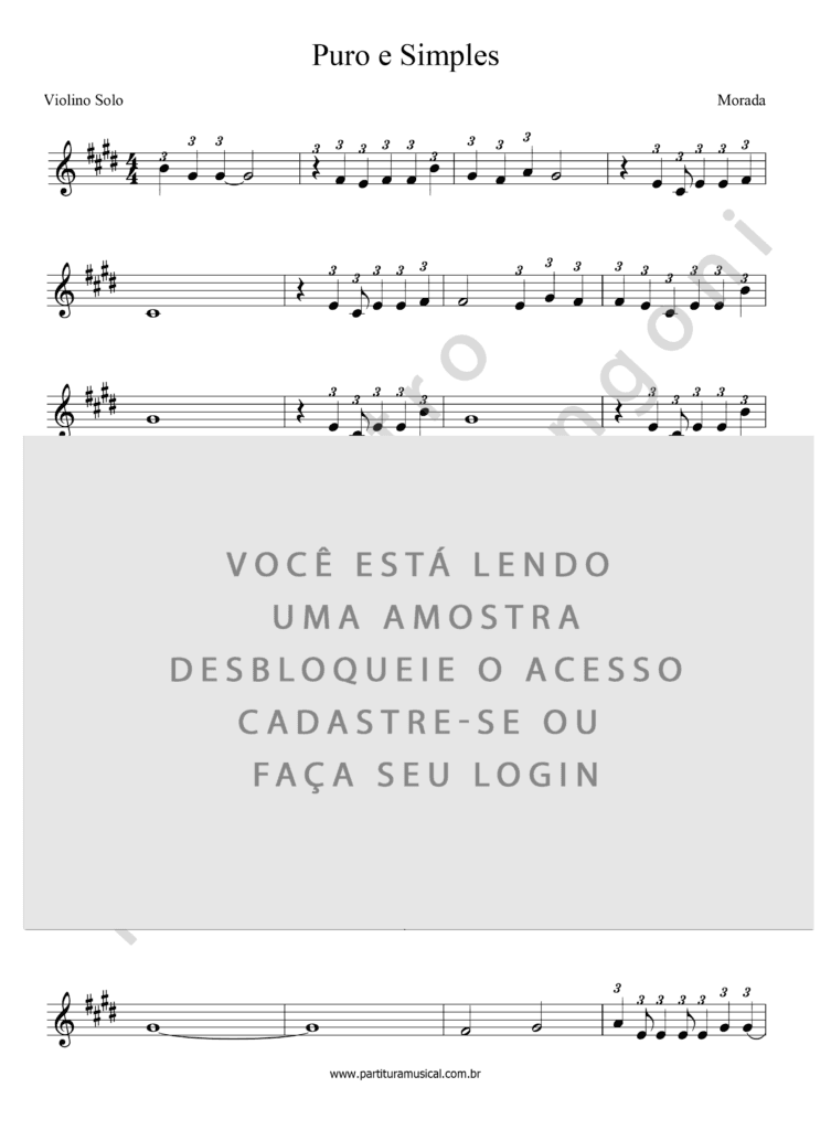 Puro e Simples - Morada (Violino) | Partitura Musical