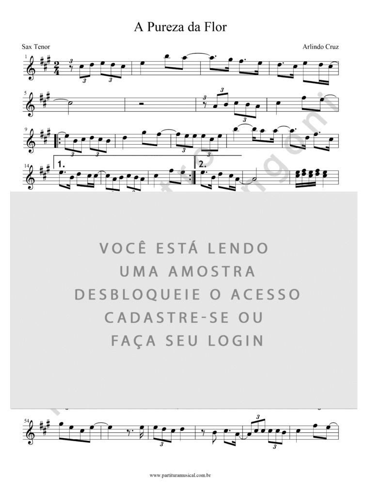 A Pureza da Flor - Arlindo Cruz (Sax Tenor) | Partitura Musical