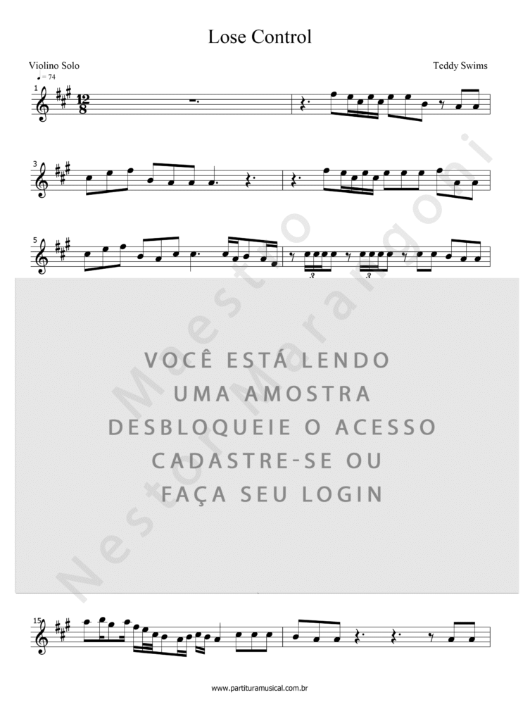 Lose Control Violin Tutorial Lose Control - Teddy Swims (Violino) | Partitura Musical