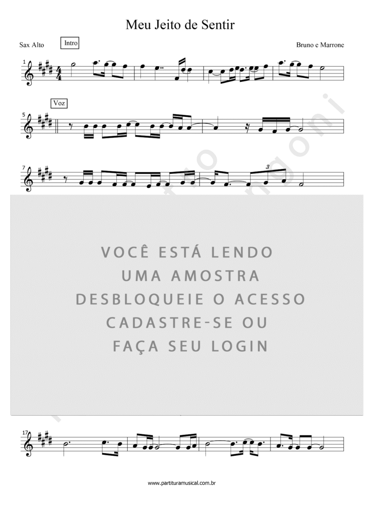 Meu Jeito de Sentir - Bruno e Marrone (Sax Alto) | Partitura Musical