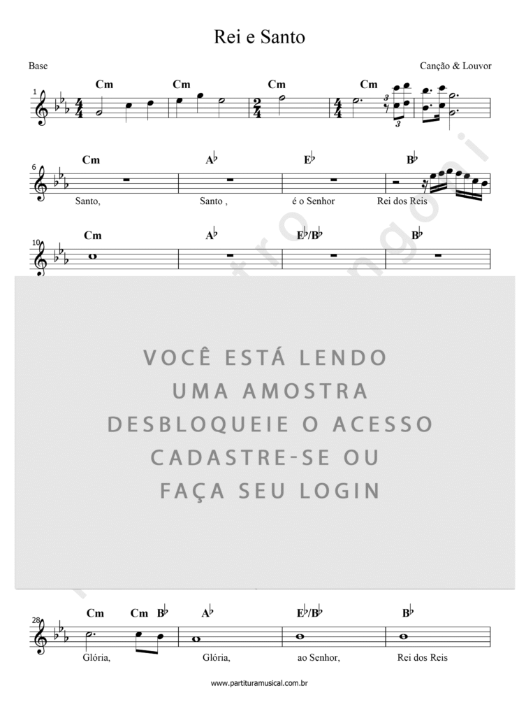 Rei e Santo - Canção E Louvor (Base) | Partitura Musical