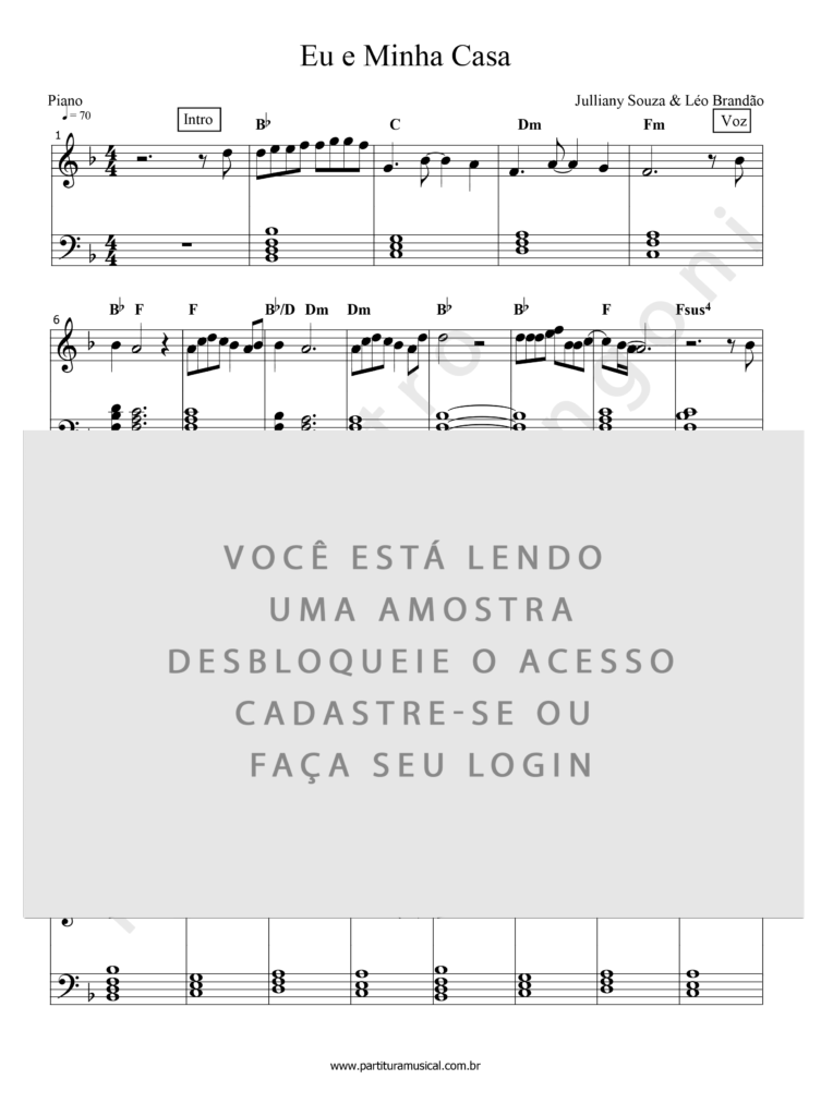 Eu e Minha Casa - Julliany Souza (Piano) | Partitura Musical